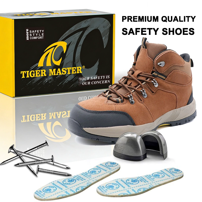 Cina TM3442 Scarpe antinfortunistiche da uomo in pelle scamosciata marrone con punta in acciaio e suola in gomma EVA antiperforazione produttore