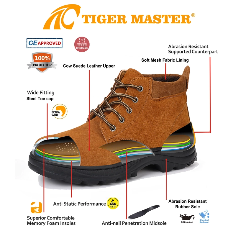 중국 TM3432 Non-slip Suede Leather Steel Toe Anti-puncture Jogger Safety Shoes - COPY - b8k692 제조업체