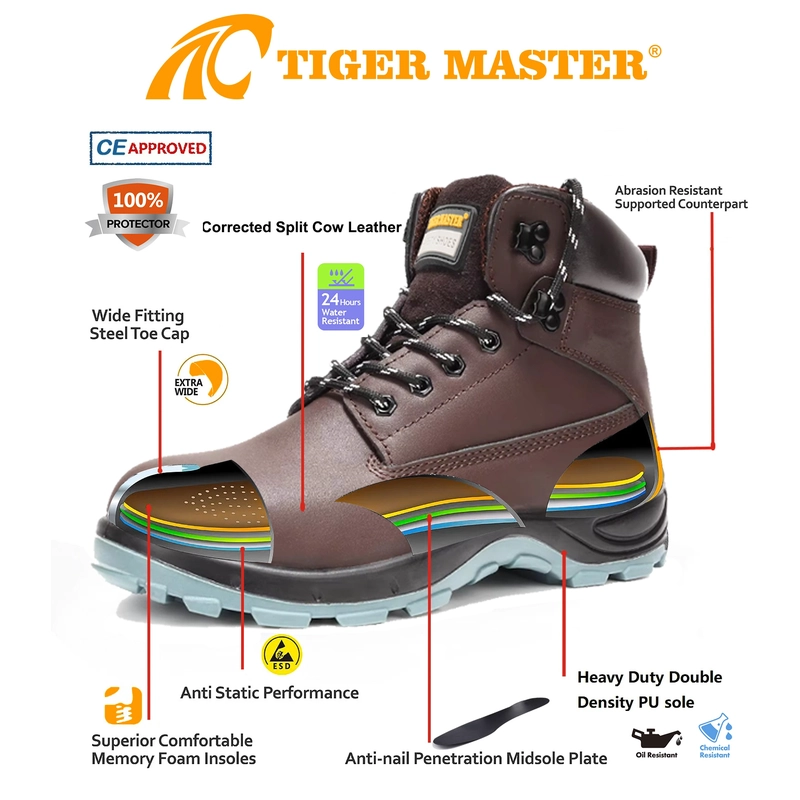 الصين TM3437 Oil Slip Resistant Wide Steel Toe Anti-puncture Industrial Safety Footwear - COPY - icwbs5 الصانع