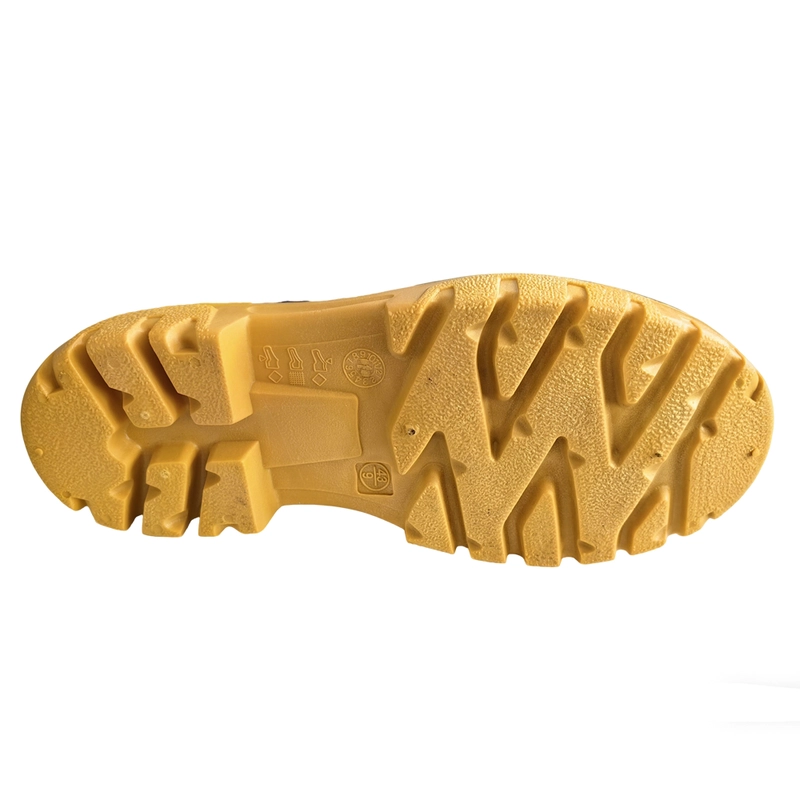 porcelana Botas de lluvia de seguridad de PVC negro con suela media de acero, resistente al agua, con punta de acero, GB39, con logotipo fabricante