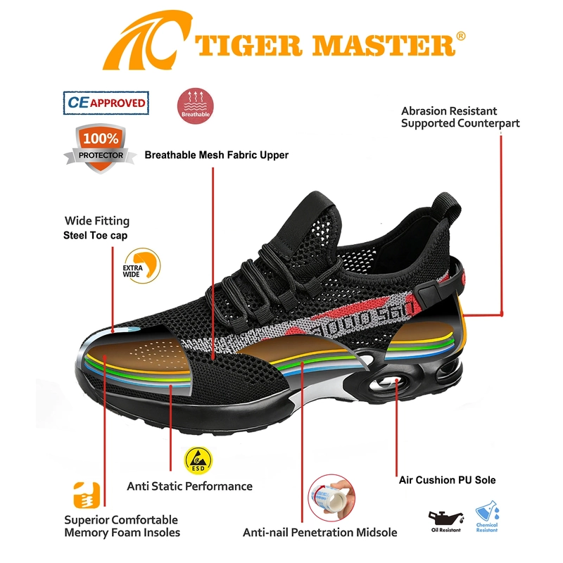 Cina TM3474 Scarpe antinfortunistiche estive traspiranti Punta in acciaio Antiperforazione Cuscino d'aria antiscivolo produttore