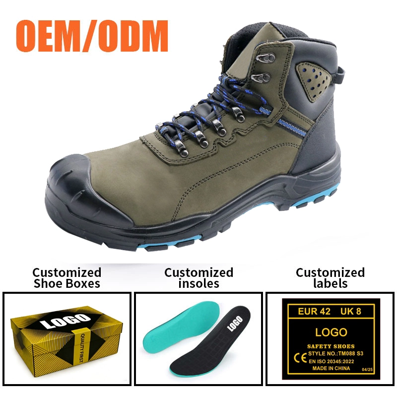 China TM3475 Botas de segurança de couro nobuck de alta qualidade com biqueira de aço anti-furo e resistente a óleo e deslizamento fabricante