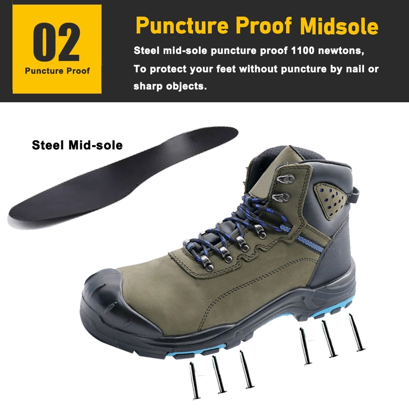China TM3475 Botas de segurança de couro nobuck de alta qualidade com biqueira de aço anti-furo e resistente a óleo e deslizamento fabricante