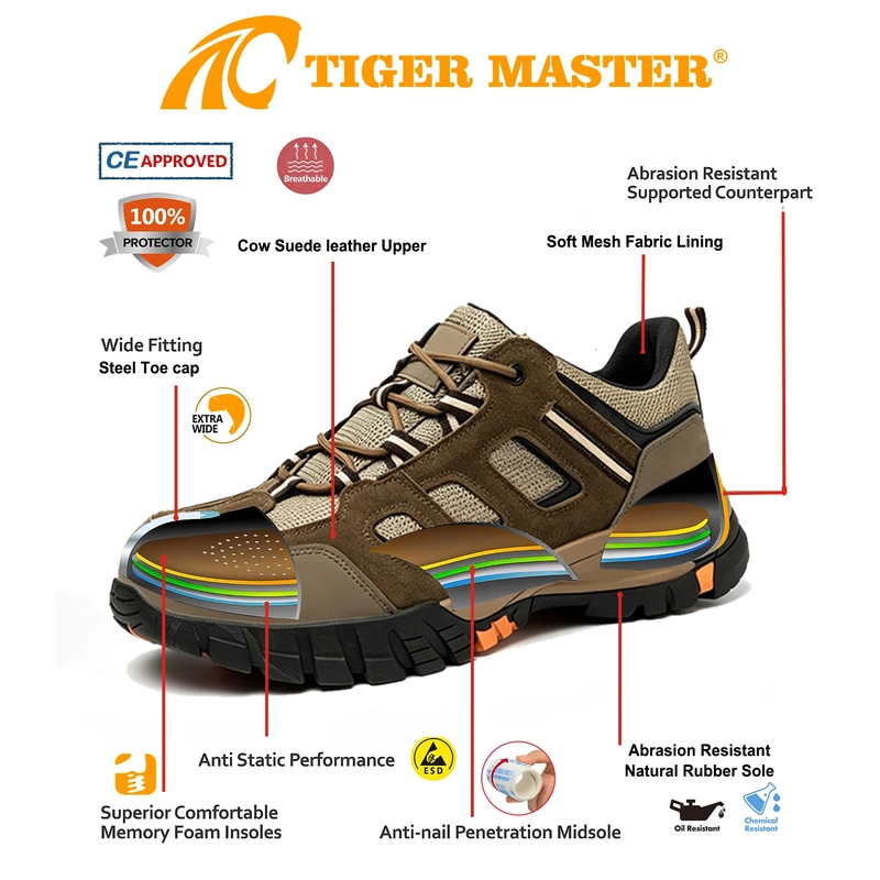 Cina TM3477 Scarpe antinfortunistiche Tiger Master Punta in acciaio Suola in gomma antiscivolo resistente all'olio antiperforazione produttore