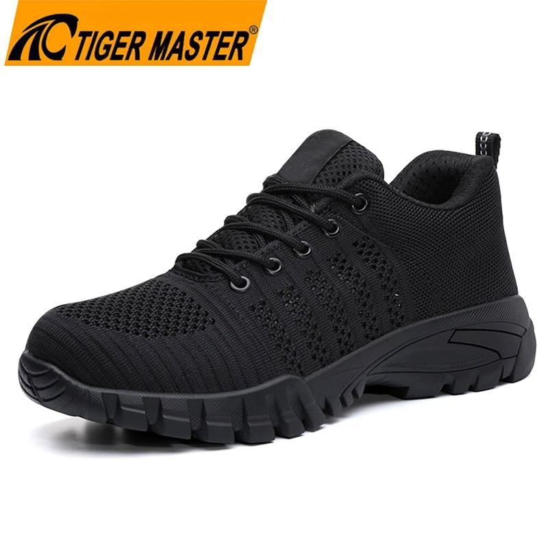China TM3488 Sapatos de Segurança Esportivos Pretos Biqueira de Aço Antifuro Sola de Borracha Antiderrapante fabricante