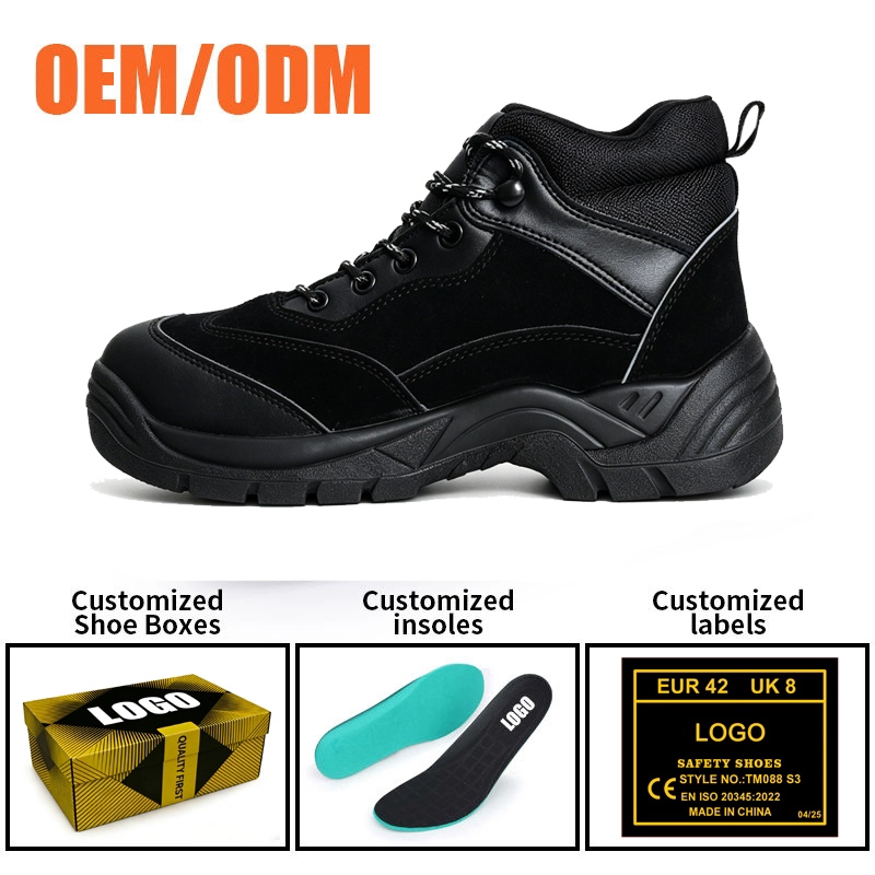 porcelana TM3496 Zapatos de seguridad de almacén antipinchazos con punta de acero de ante negro fabricante