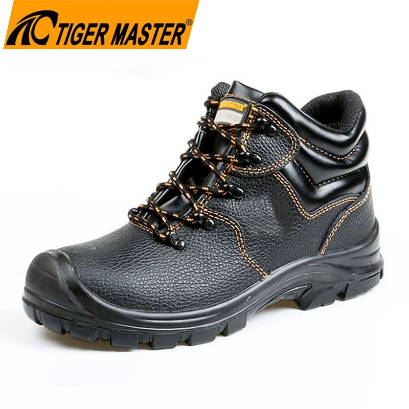 China TM3497 Black Leather Steel Toe Puncture-proof Construction Safety Boots Non-slip manufacturer