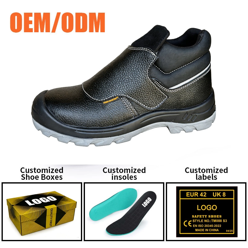 porcelana TM3502 Zapatos de seguridad para soldadura de cuero, antideslizantes, antigolpes, a prueba de pinchazos, para la industria del acero fabricante