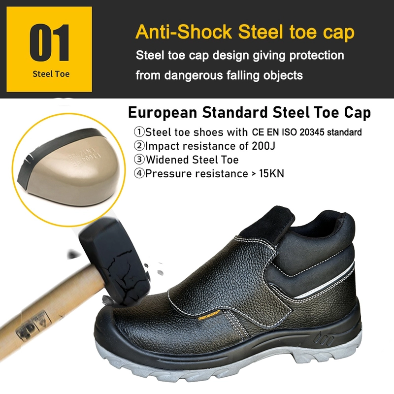 porcelana TM3502 Zapatos de seguridad para soldadura de cuero, antideslizantes, antigolpes, a prueba de pinchazos, para la industria del acero fabricante