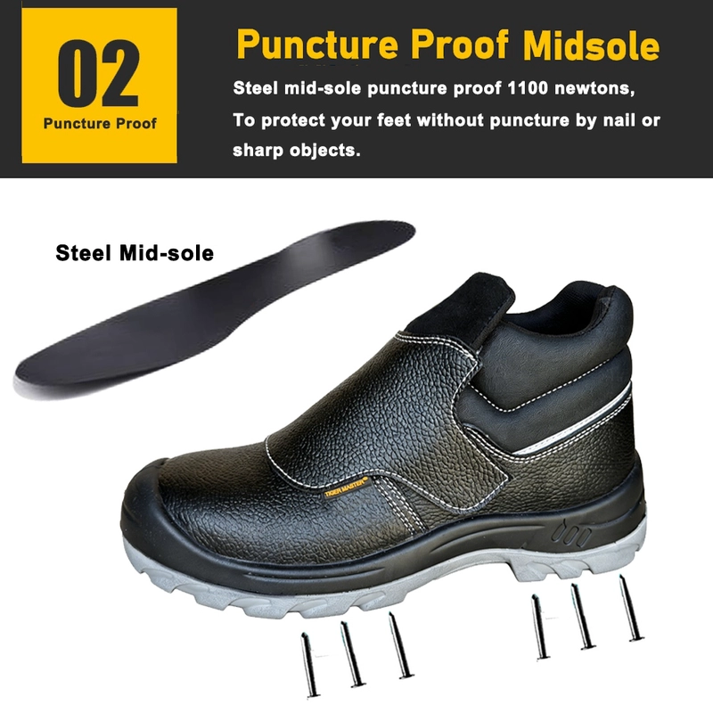 porcelana TM3502 Zapatos de seguridad para soldadura de cuero, antideslizantes, antigolpes, a prueba de pinchazos, para la industria del acero fabricante