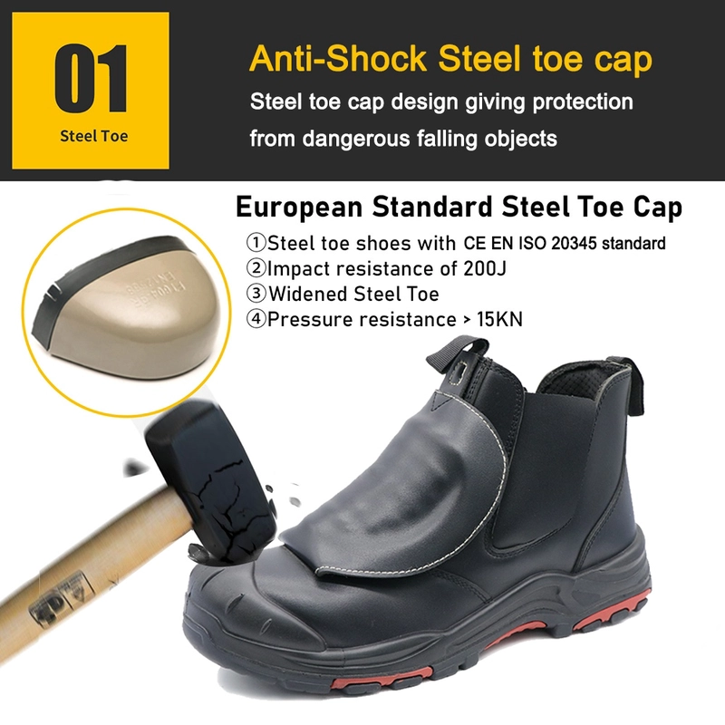 China TM3505 HRO Rutschfeste Gummisohle, Stahlkappe, pannensichere, schnürsenkelfreie Schweiß-Sicherheitsstiefel Hersteller