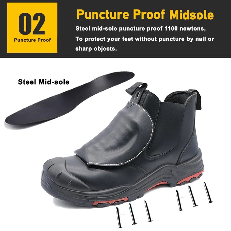 China TM3505 HRO Rutschfeste Gummisohle, Stahlkappe, pannensichere, schnürsenkelfreie Schweiß-Sicherheitsstiefel Hersteller