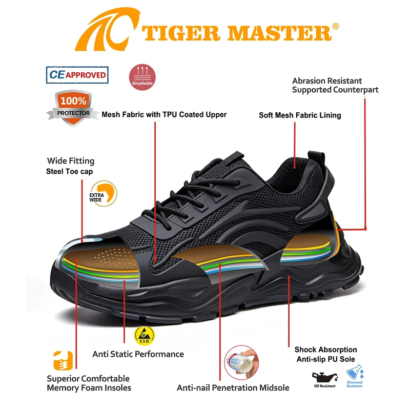 Cina TM3482 Anti-slip Steel Toe Puncture-proof Sports Work Safety Shoes Breathable - COPY - 6o1nfk produttore