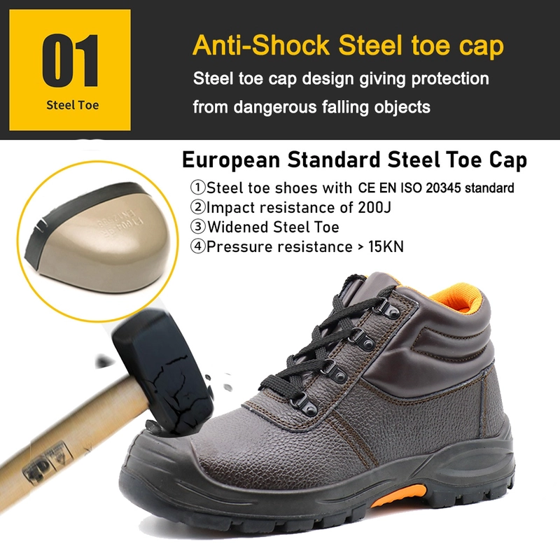 China TM8003 Oil & Acid Resistant Anti Slip Aço Toe Puncture-prova Brown Couro Trabalho Botas fabricante