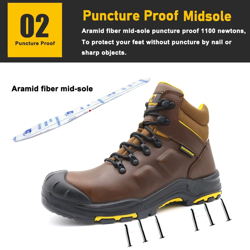 Chine Bottes de sécurité imperméables, antidérapantes, en cuir de haute qualité, avec bout en fibre de verre, Anti-perforation, TM105 fabricant