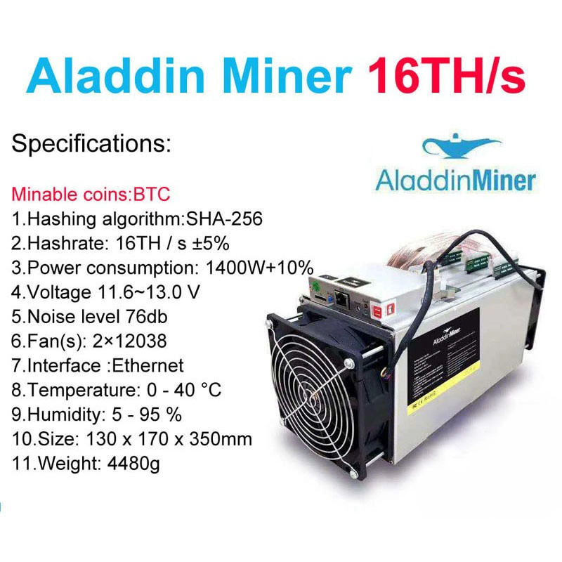 China Aladdin Miner T1 16TH/S Bitcoin 1400W BTC ASIC Chip Miner manufacturer