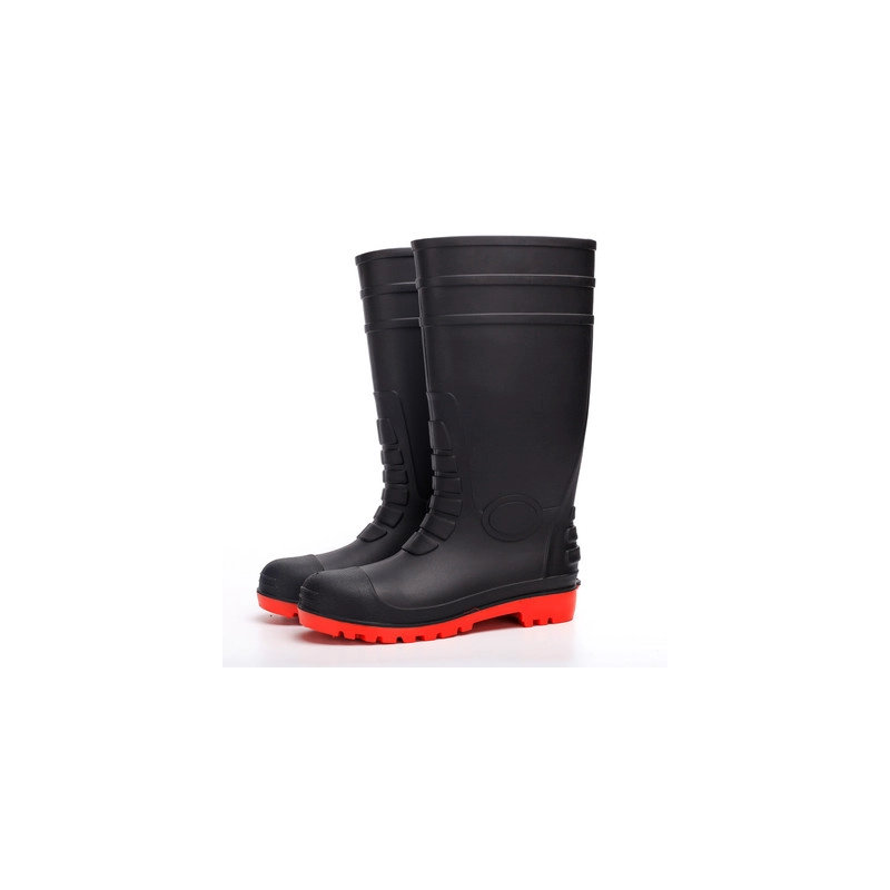 China 108-9 black oil resistant steel toe safety rain boots pvc manufacturer