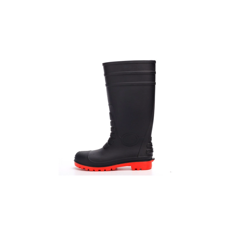 China 108-9 black oil resistant steel toe safety rain boots pvc manufacturer
