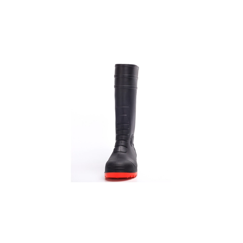 China 108-9 black oil resistant steel toe safety rain boots pvc manufacturer