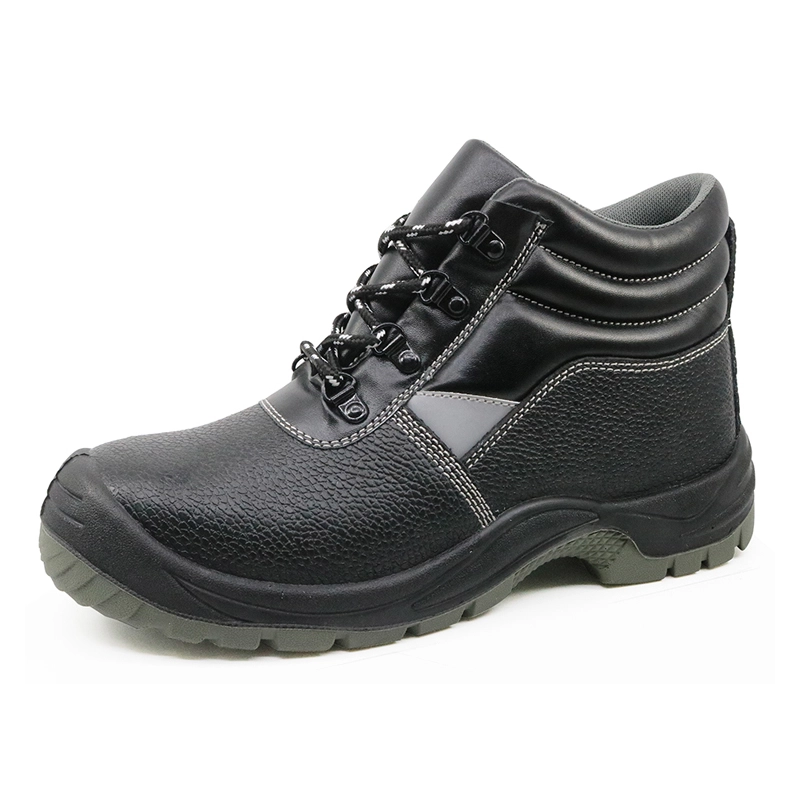 China 3004 black oil acid resistant leather safety shoes with steel toe cap manufacturer