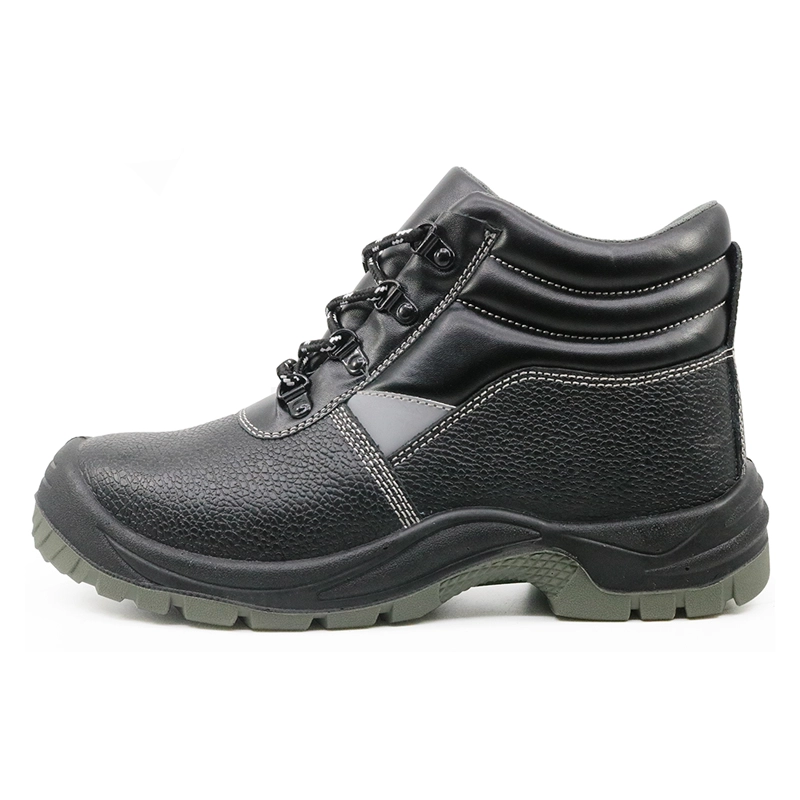 China 3004 black oil acid resistant leather safety shoes with steel toe cap manufacturer