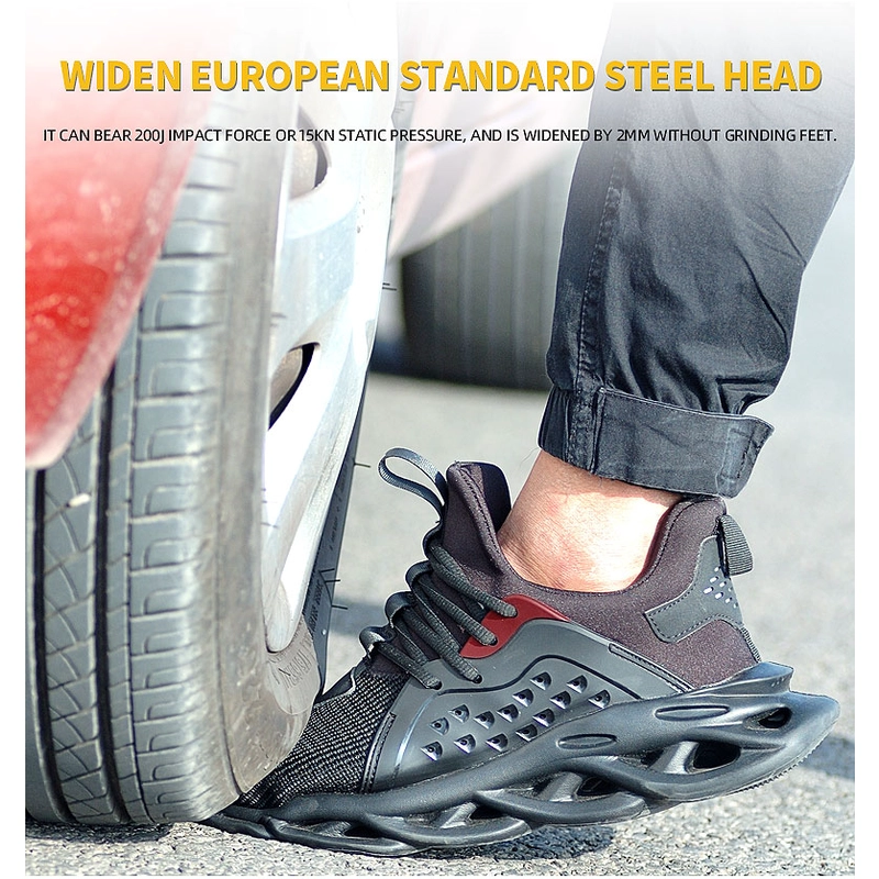 China 502 Slip resistant light weight steel toe breathable stylish safety shoes sneakers manufacturer