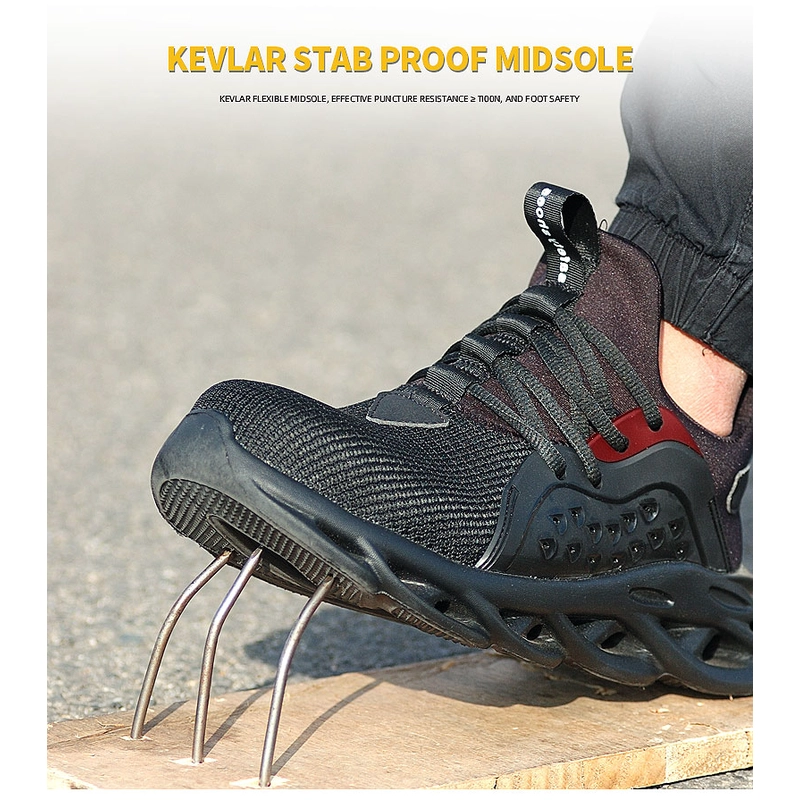 China 502 Slip resistant light weight steel toe breathable stylish safety shoes sneakers manufacturer