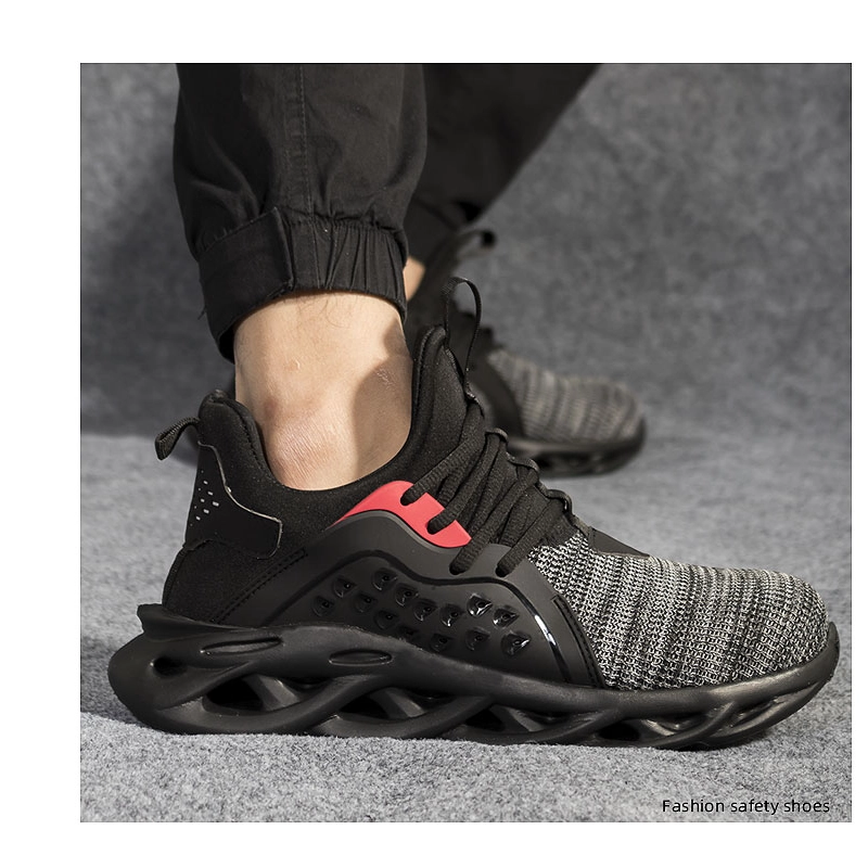 China 502 Slip resistant light weight steel toe breathable stylish safety shoes sneakers manufacturer