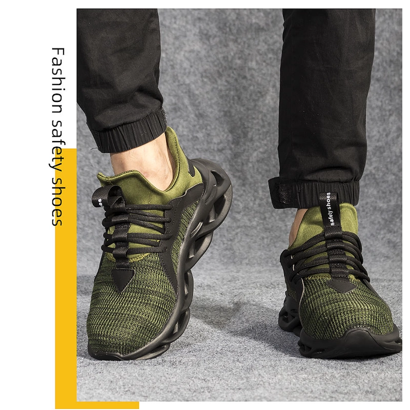 China 502 Slip resistant light weight steel toe breathable stylish safety shoes sneakers manufacturer