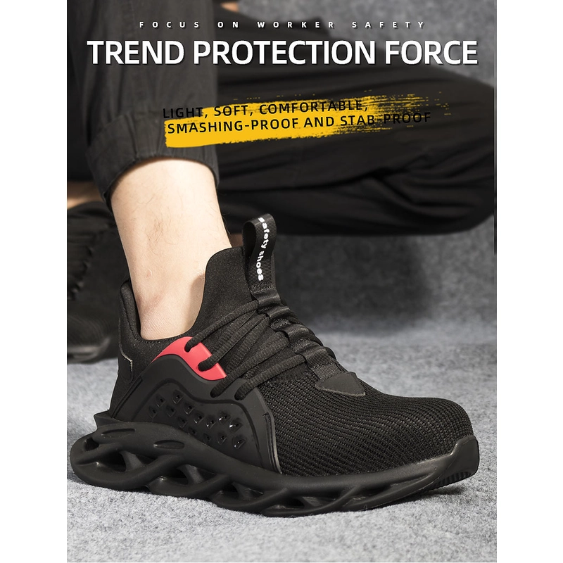 China 502 Slip resistant light weight steel toe breathable stylish safety shoes sneakers manufacturer