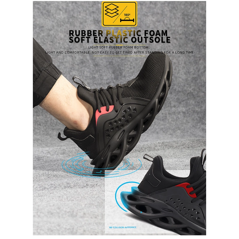 China 502 Slip resistant light weight steel toe breathable stylish safety shoes sneakers manufacturer