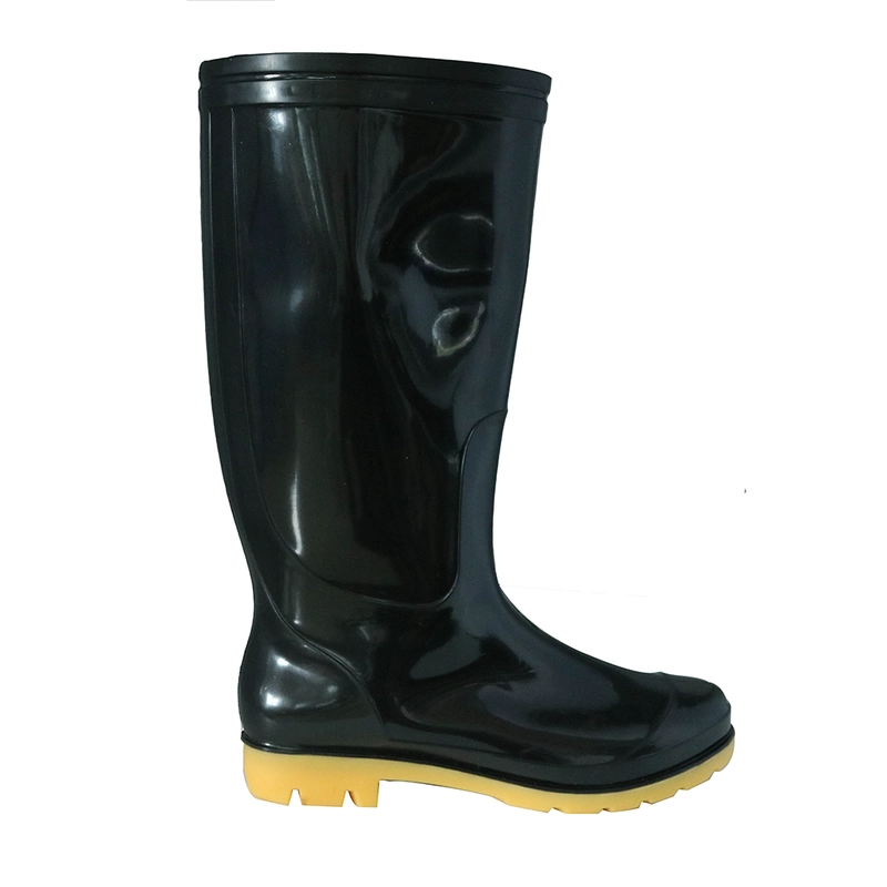 China BNY 2 dollar cheap black shiny pvc rain boots manufacturer