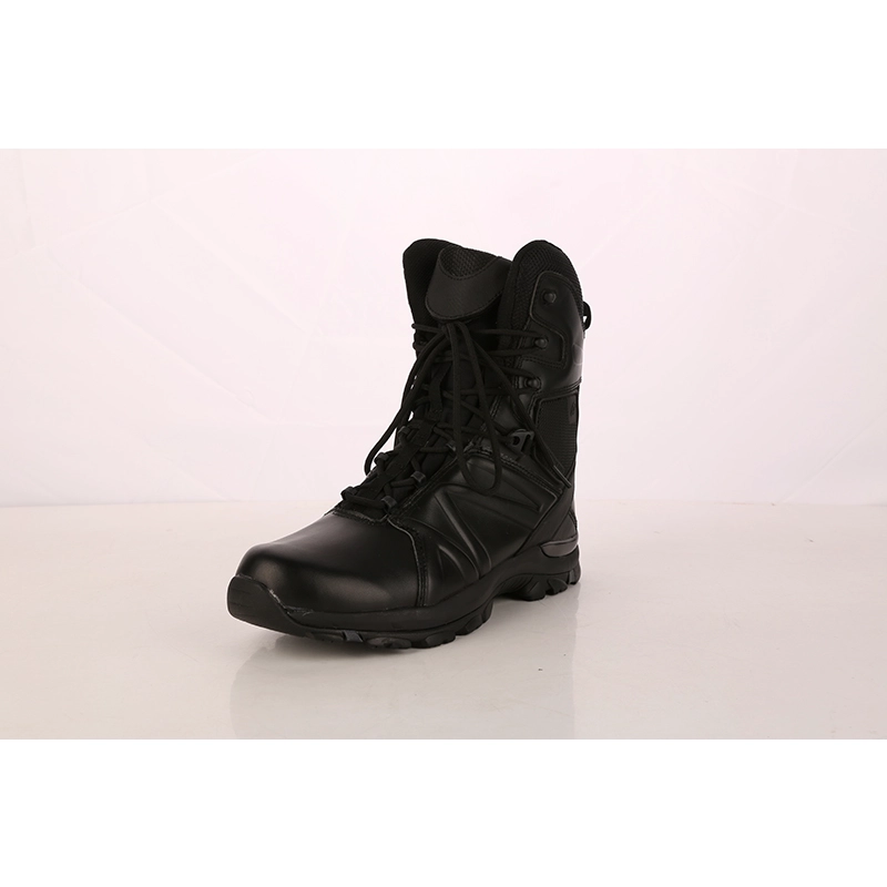 China Black genuine leather military boots army shoes manufacturer