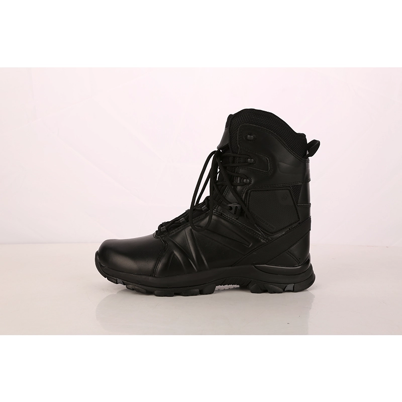 China Black genuine leather military boots army shoes manufacturer