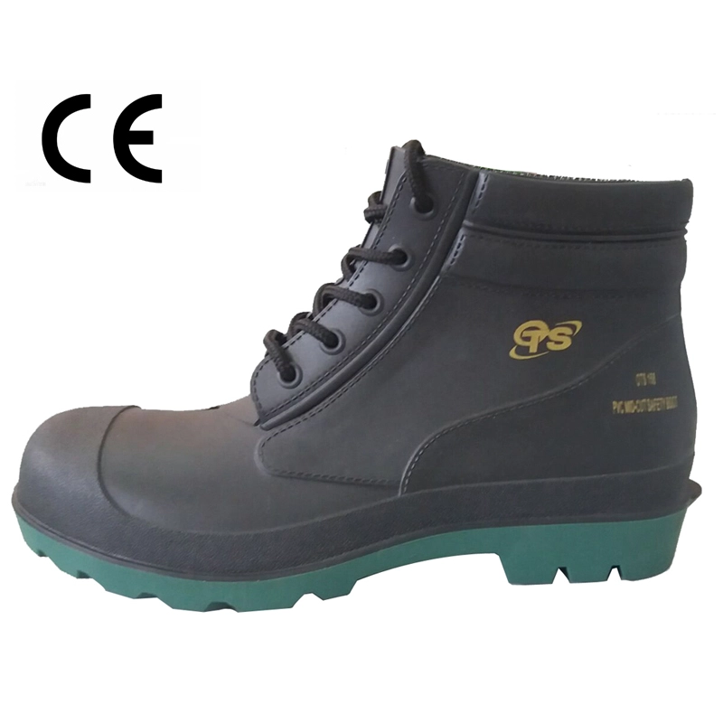 China CE standard ankle pvc safety rain shoes with steel toe manufacturer