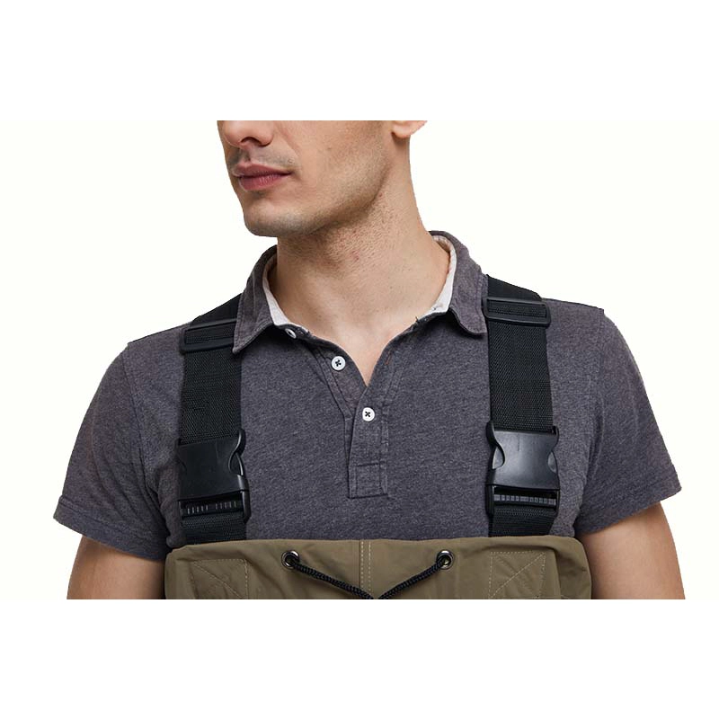 porcelana CW004 Hombre nylon PVC pescadores waders a prueba de agua en el pecho con botas de seguridad de pvc fabricante