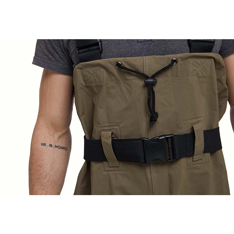 porcelana CW004 Hombre nylon PVC pescadores waders a prueba de agua en el pecho con botas de seguridad de pvc fabricante