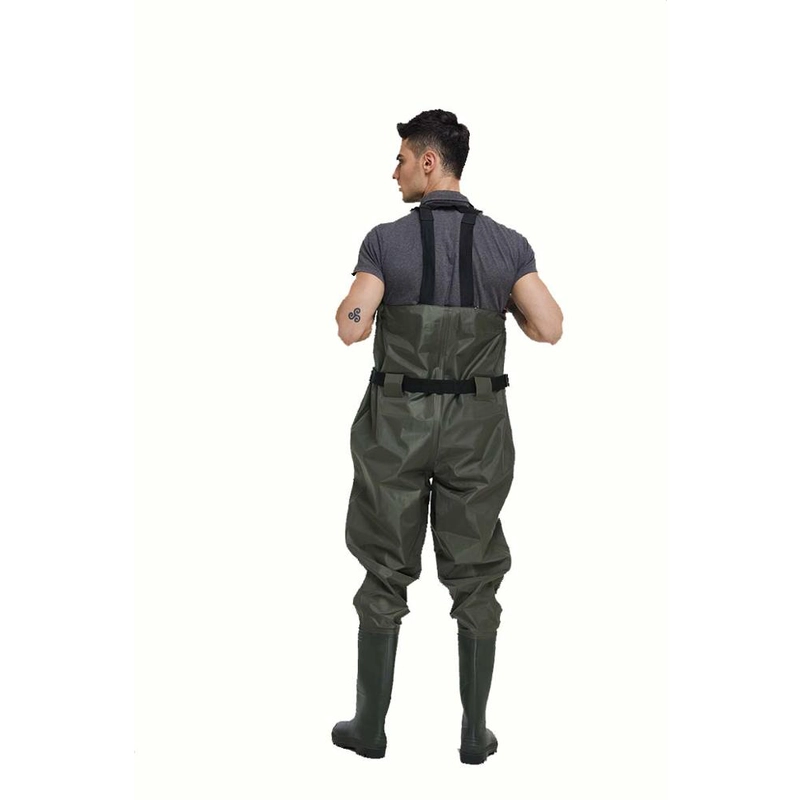 porcelana CW005 Bolsillo frontal con cremallera 190T nylon PVC resistente al agua pesca wader personalizado pecho wader para hombres fabricante