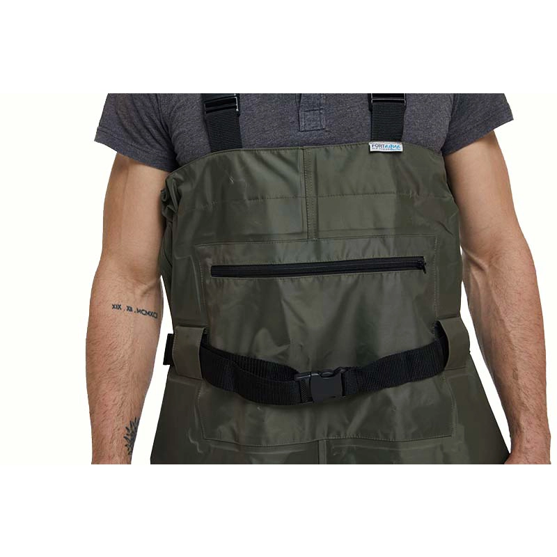 porcelana CW005 Bolsillo frontal con cremallera 190T nylon PVC resistente al agua pesca wader personalizado pecho wader para hombres fabricante
