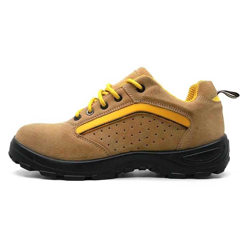 China DTA038 Yellow suede leather steel toe puncture proof sport safety shoes manufacturer
