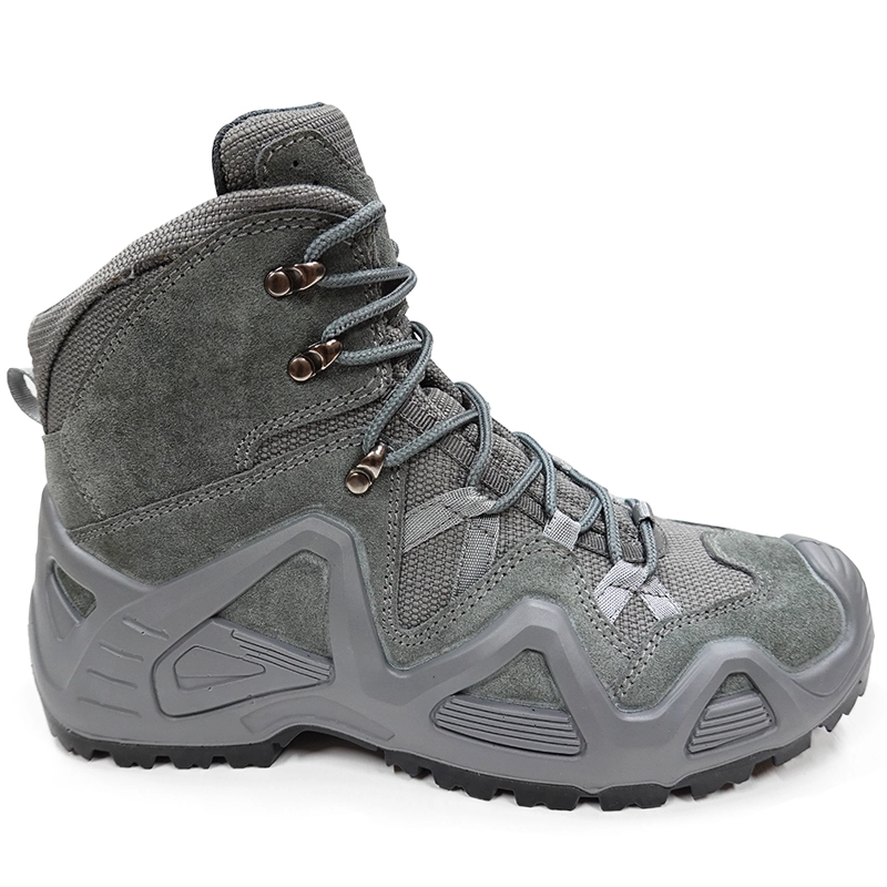 China ENS032G new slip resistant grey suede leather steel toe cap safety boots manufacturer