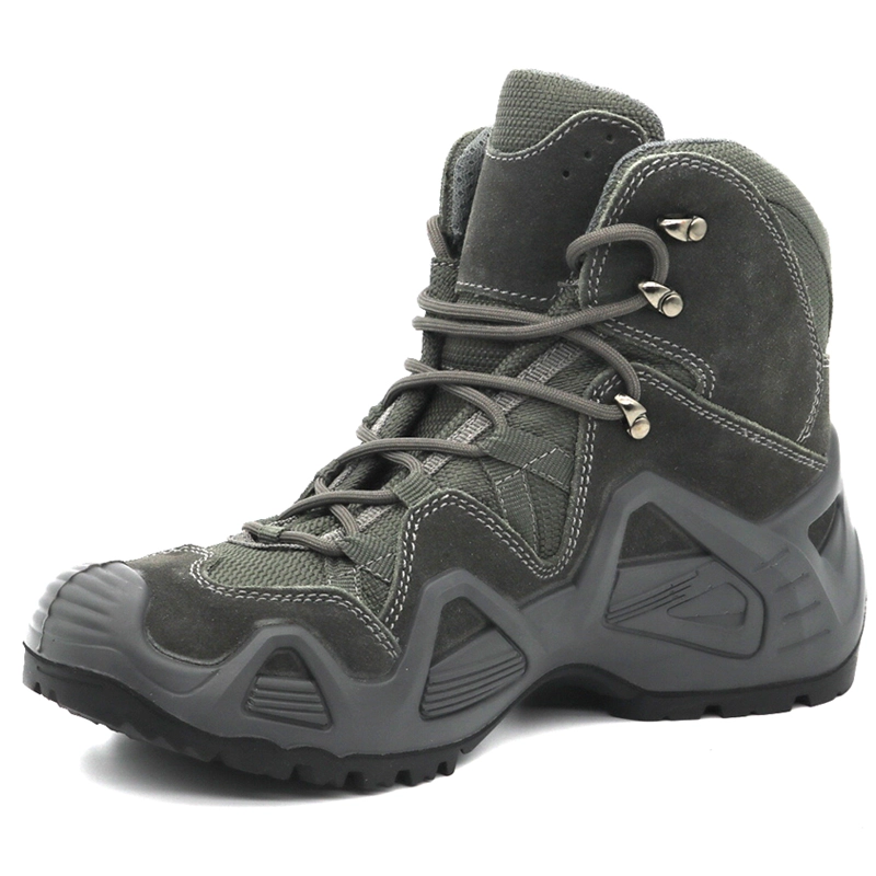 China TM1905 Grey suede leather anti slip non safety lightweight men jungle hiking shoes manufacturer