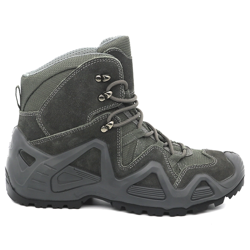 China TM1905 Grey suede leather anti slip non safety lightweight men jungle hiking shoes manufacturer