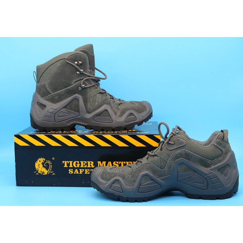China TM1905 Grey suede leather anti slip non safety lightweight men jungle hiking shoes manufacturer