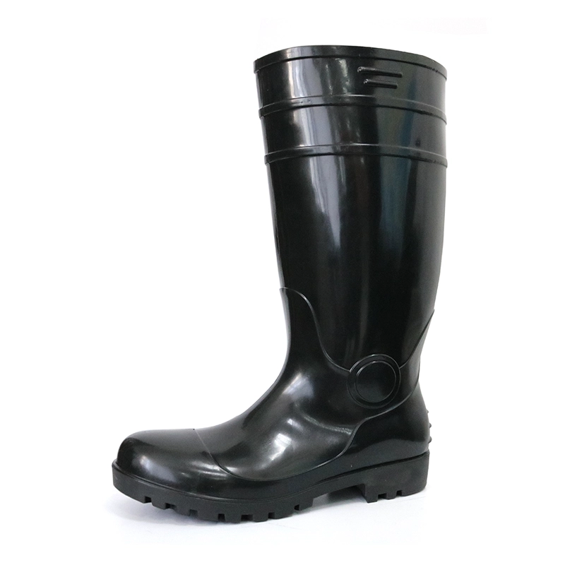 China F30BB cheap black steel toe cap pvc glitter safety rain boot manufacturer