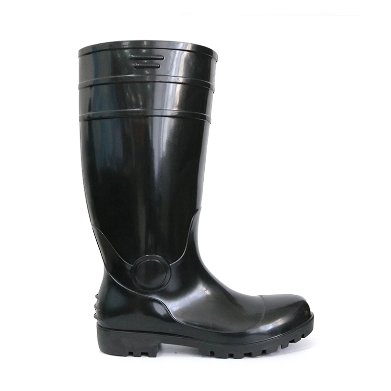 China F30BB cheap black steel toe cap pvc glitter safety rain boot manufacturer