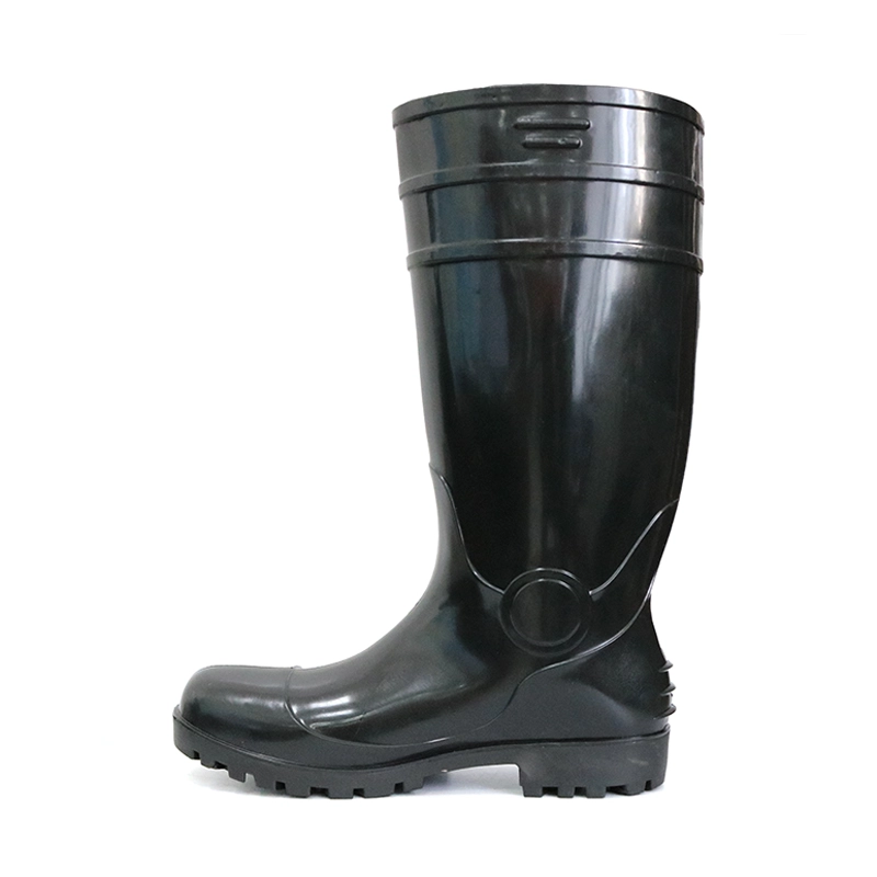 China F30BB cheap black steel toe cap pvc glitter safety rain boot manufacturer