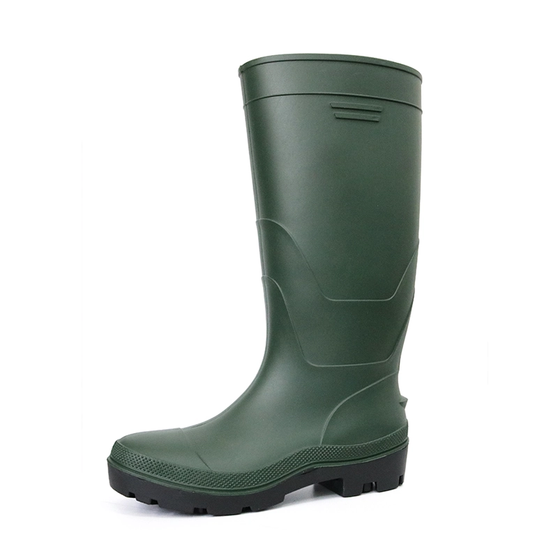 China GB20 Green Long Lightweight Pvc Safety Rain Gumboots for Work manufacturer