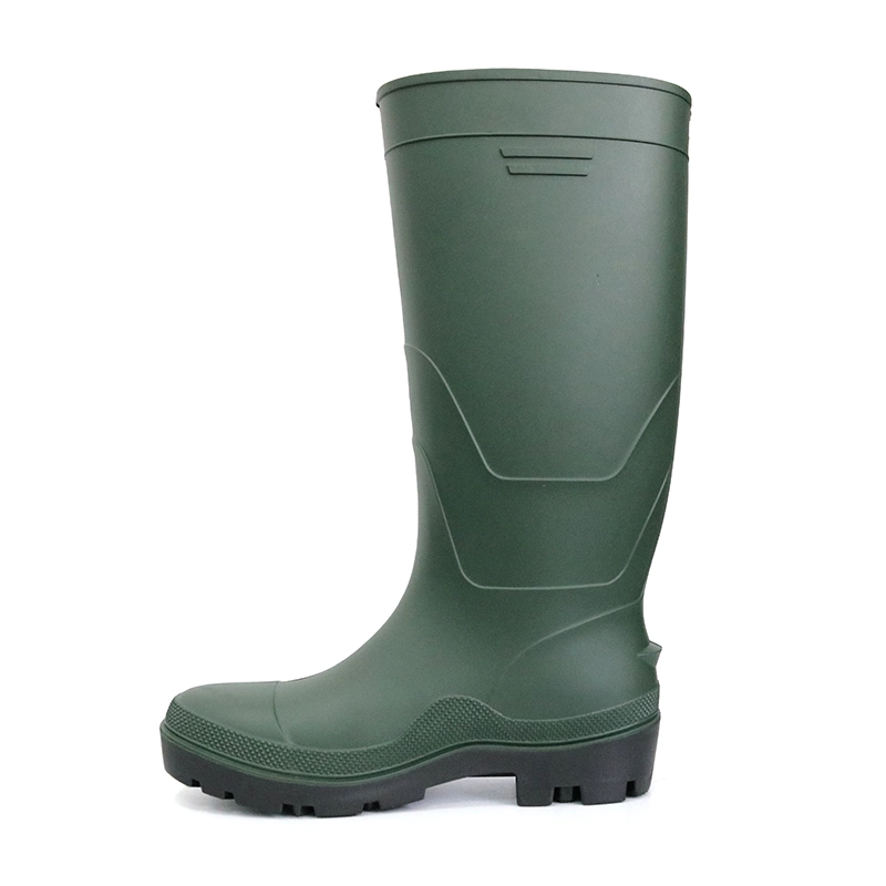 China GB20 Green Long Lightweight Pvc Safety Rain Gumboots for Work manufacturer