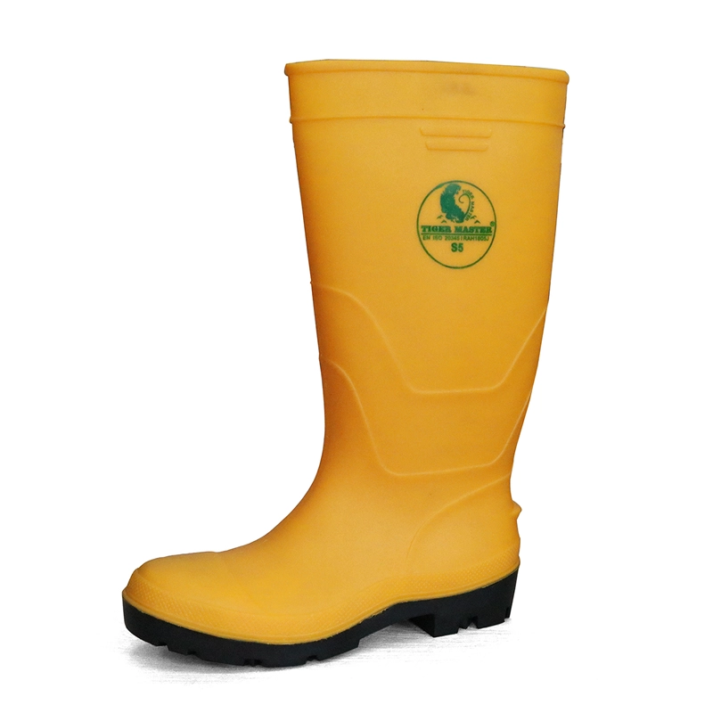 Cina F35YB stivali antinfortunistici di sicurezza in PVC di plastica antiacido giallo resistente agli oli e all'olio in acciaio produttore